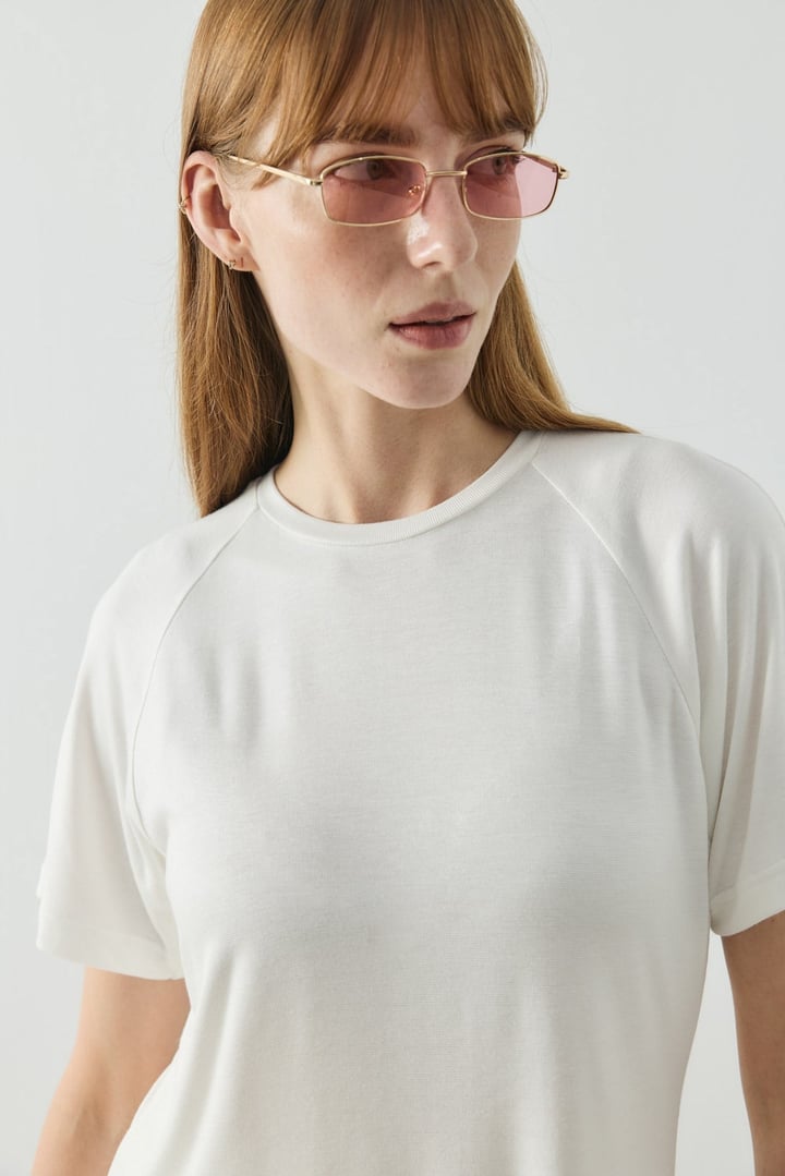 Beyaz Reglan Kol Basic Kısa Kol Body