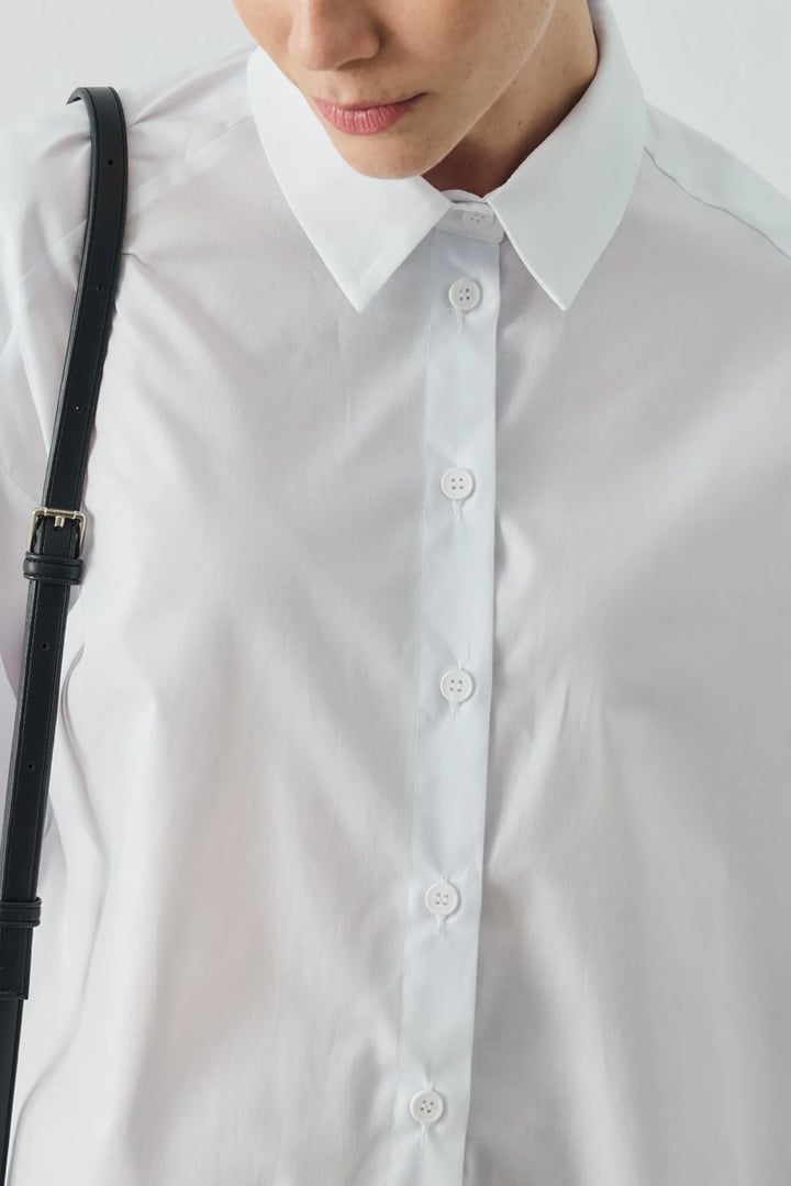 Beyaz Relaxed Fit Basic Gömlek