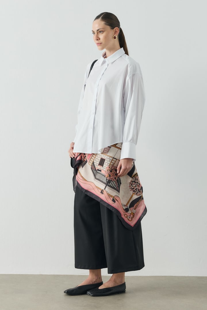 Beyaz Relaxed Fit Basic Gömlek