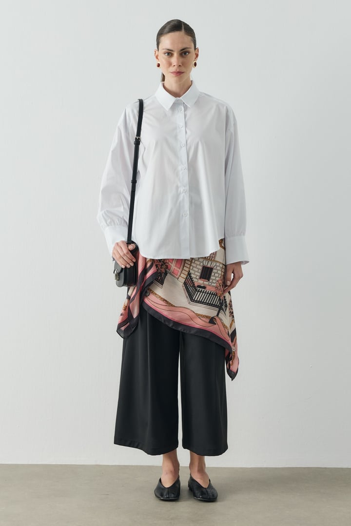 Beyaz Relaxed Fit Basic Gömlek
