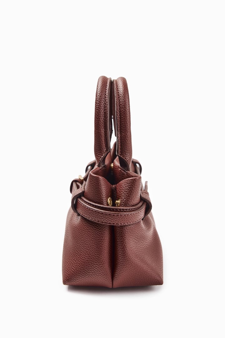 Bordo Mini Deri El Çantası