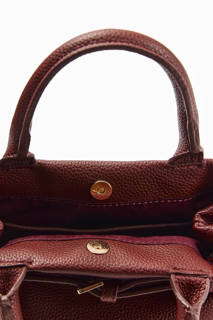 Bordo Mini Deri El Çantası