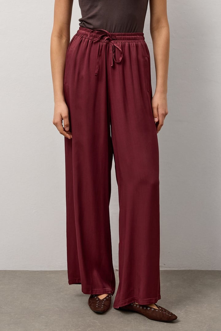 Bordo Relax Fit Bol Paça Pantolon