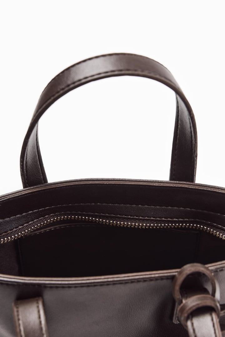 Kahverengi Püskül Detaylı Mini Tote Çanta