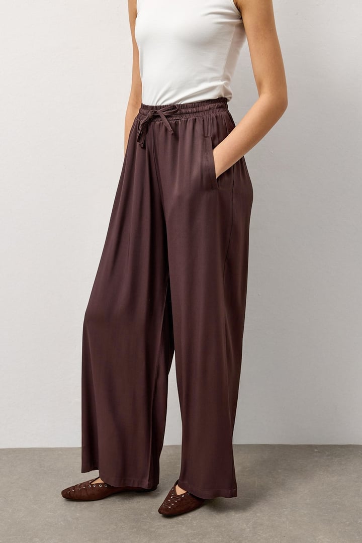 Kahverengi Relax Fit Bol Paça Pantolon