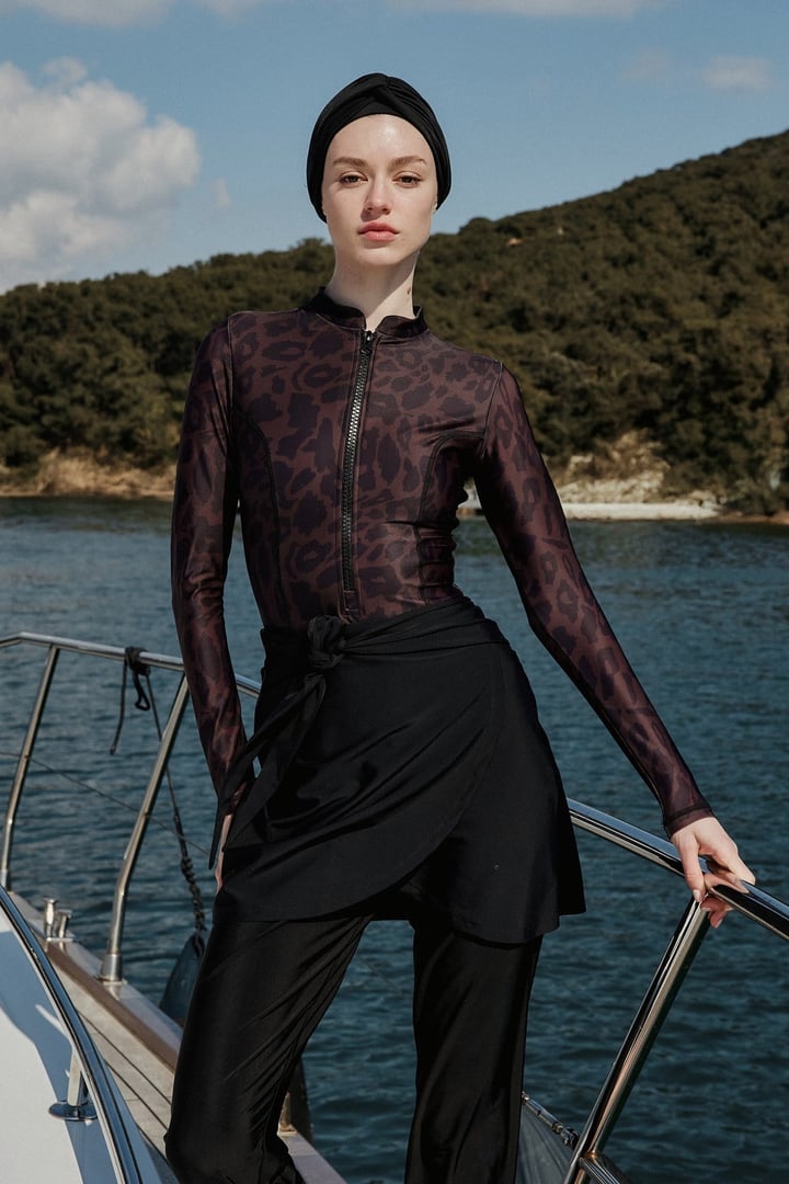 Leopar Desenli Surf Mayo