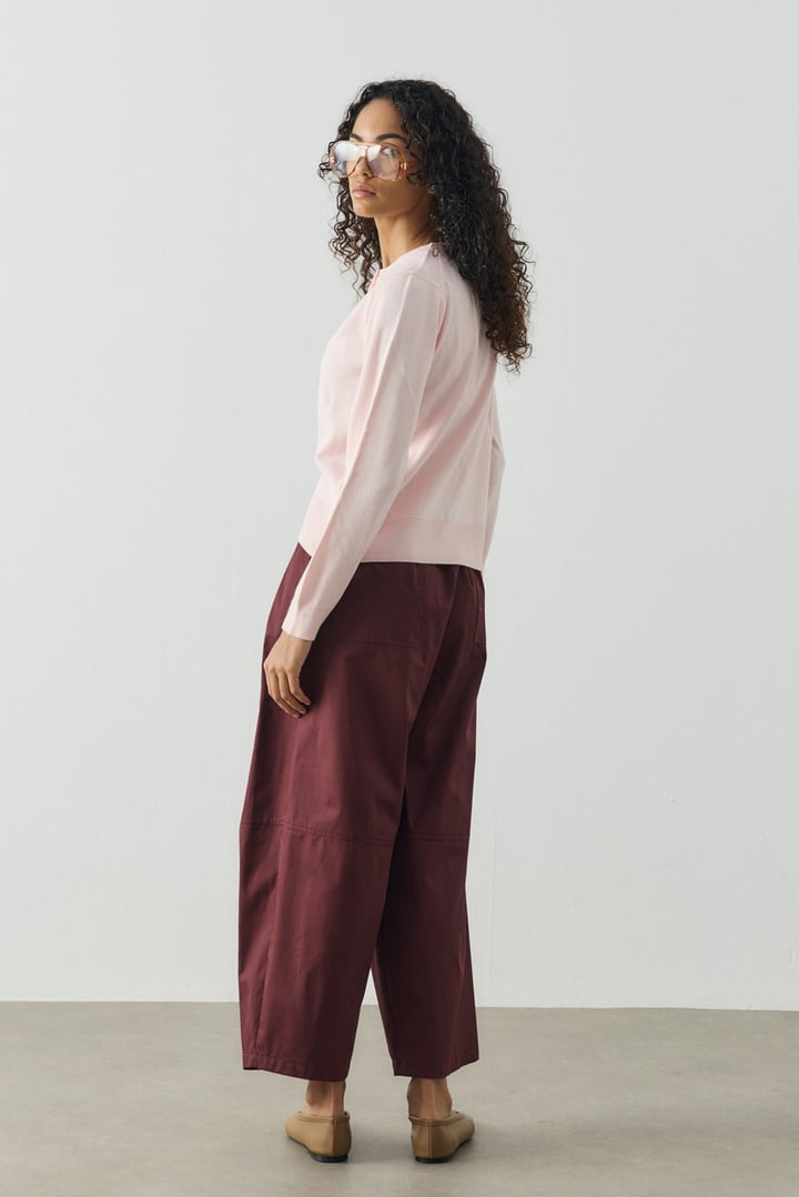 Pembe Bisiklet Yaka Basic Triko Hırka