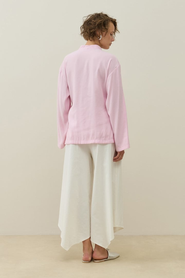 Pembe Kruvaze Bağlamalı Mini Kimono