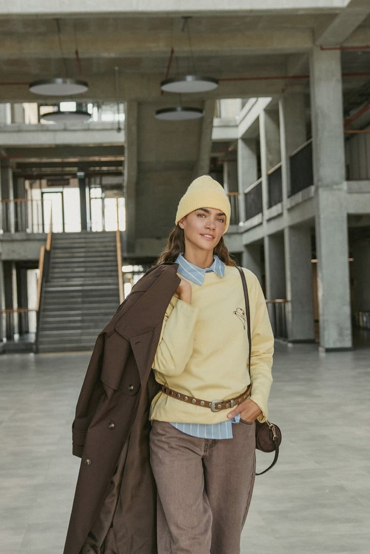 Sarı Between Seasons Baskılı Uzun Kol T-shirt