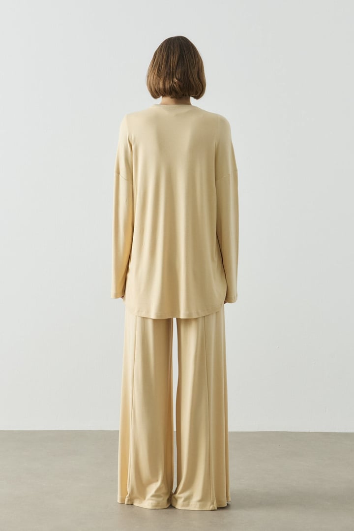 Sarı Oversize Uzun Kol Basic Body