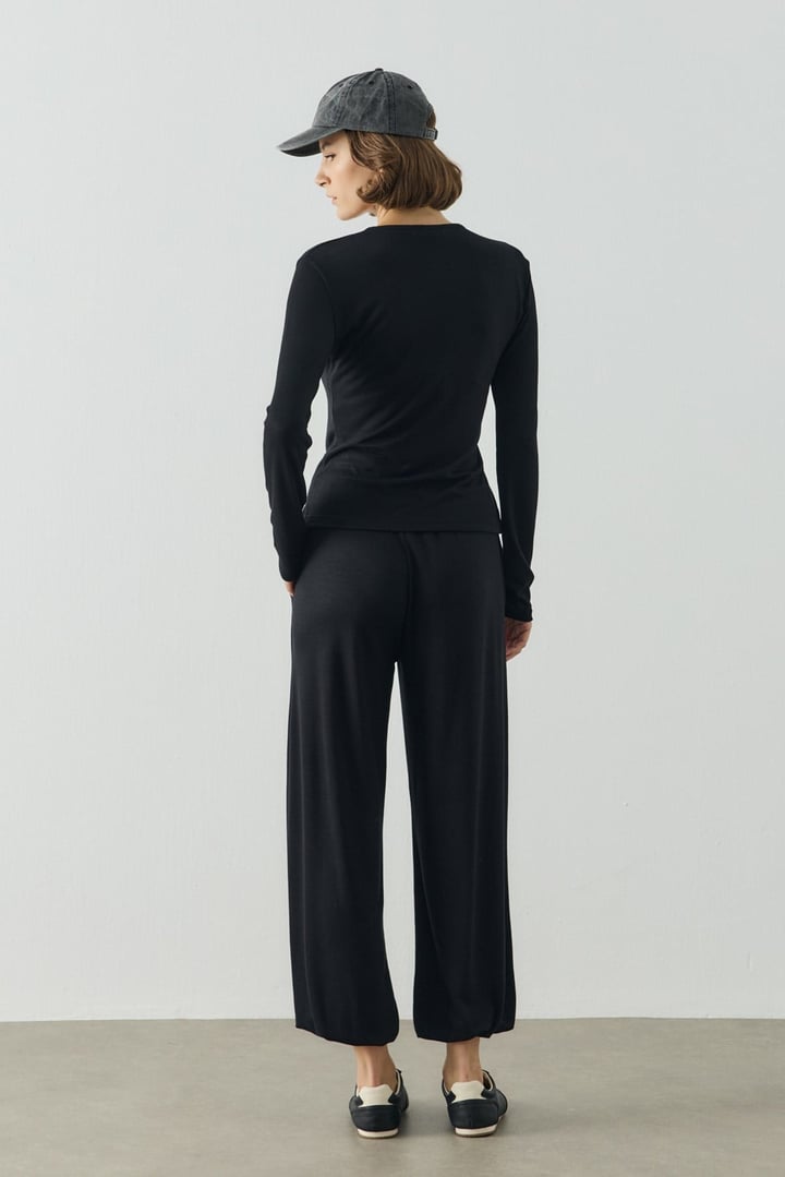 Siyah Basic Uzun Kollu Body