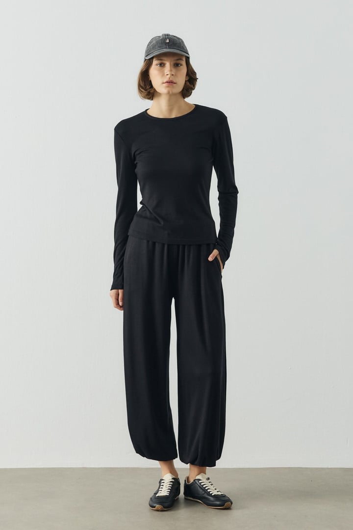Siyah Basic Uzun Kollu Body