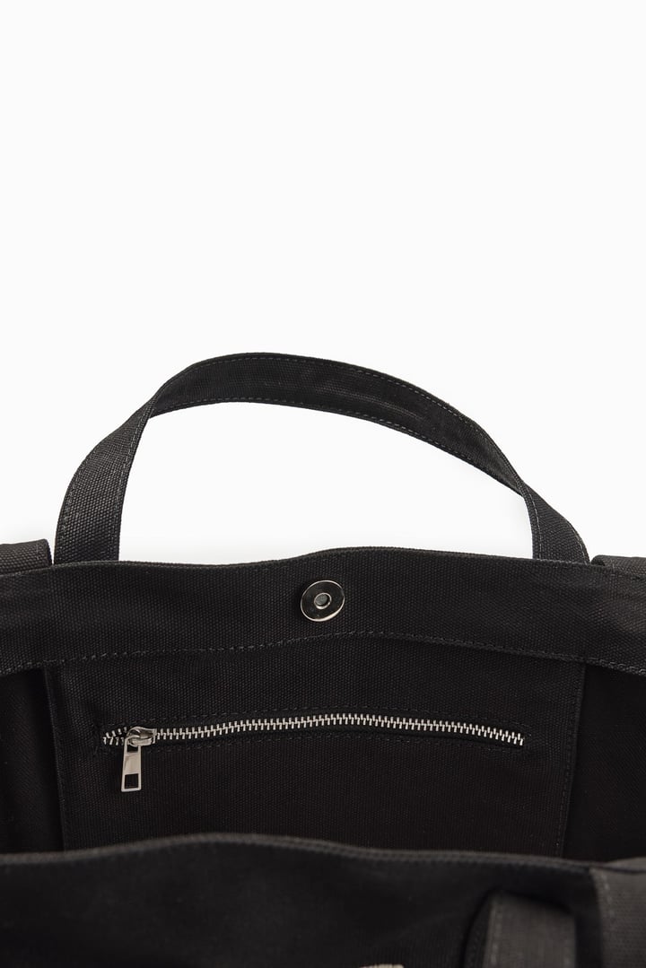Siyah Kanvas Maxi Tote Çanta