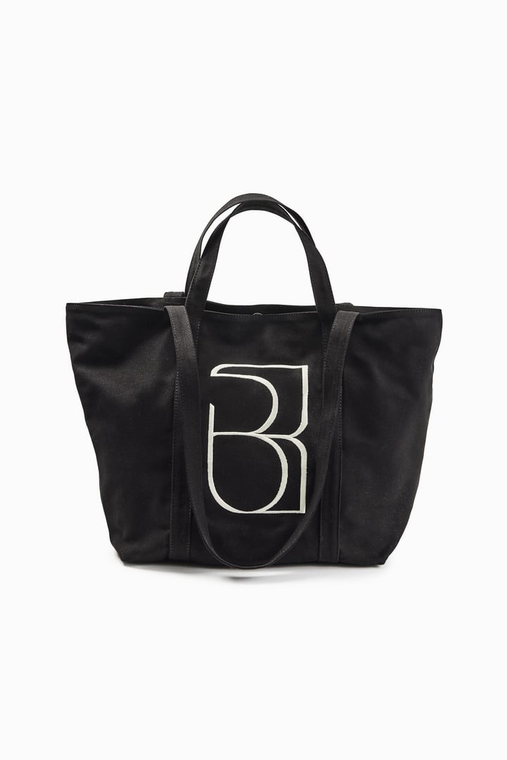 Siyah Kanvas Maxi Tote Çanta