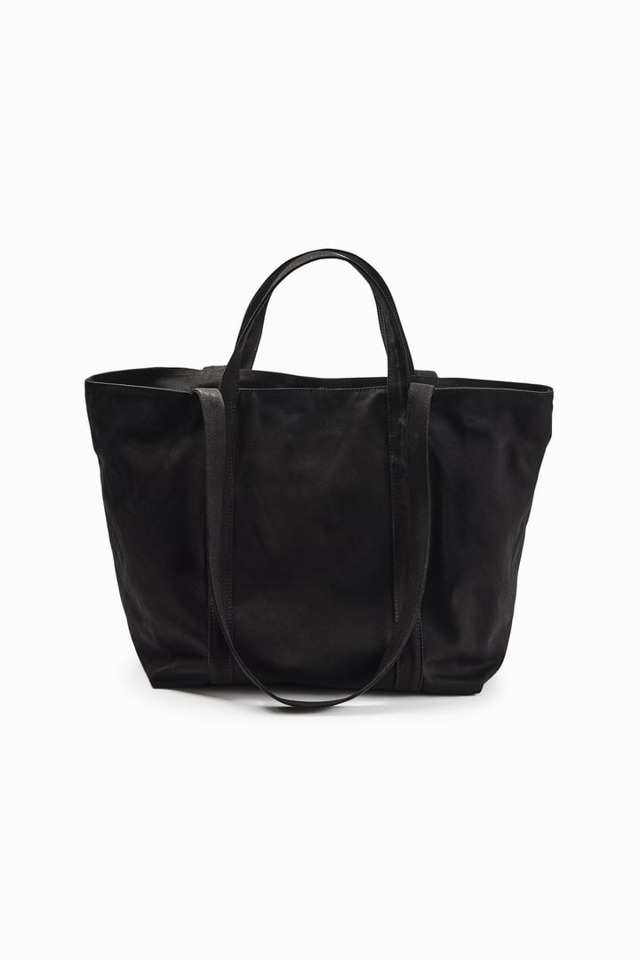 Siyah Kanvas Maxi Tote Çanta
