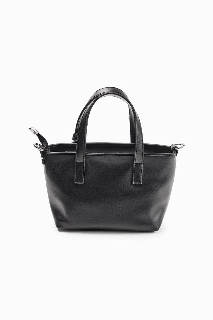 Siyah Püskül Detaylı Mini Tote Çanta