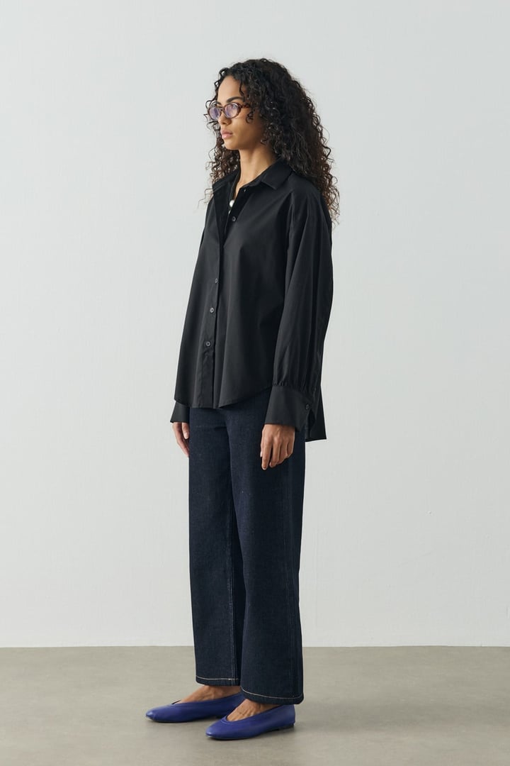 Siyah Relaxed Fit Basic Gömlek