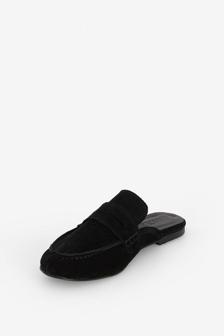 Siyah Süet Bantlı Loafer Terlik