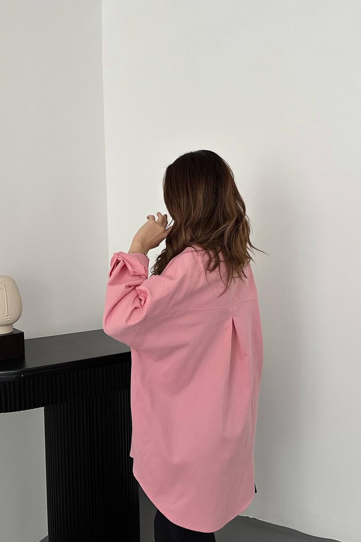 Pembe Gabardin Gömlek