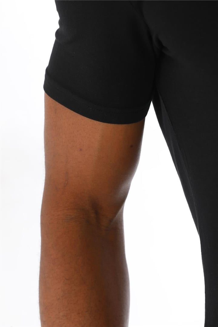 Erkek Slim Fit Modal Likra Basic Kısa Kol T-shirt-Siyah