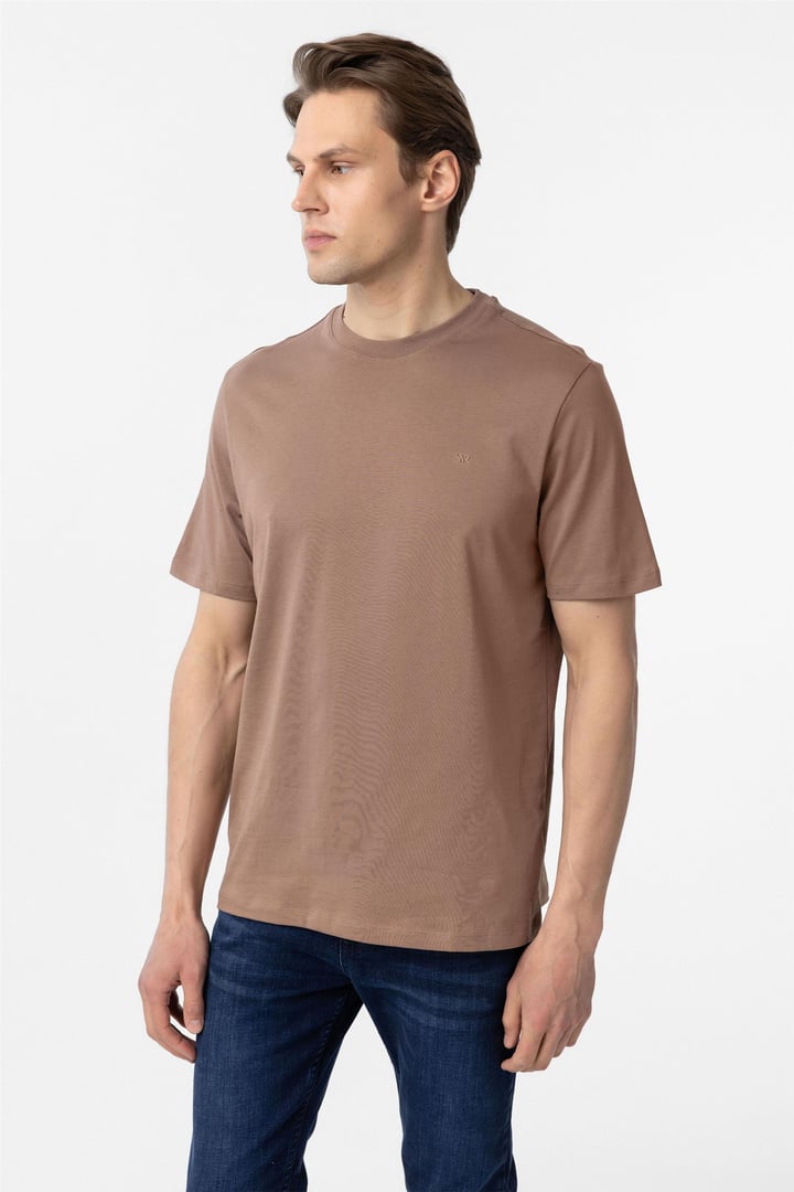 Kiremit Regular Düz Bisiklet Yaka Tişört