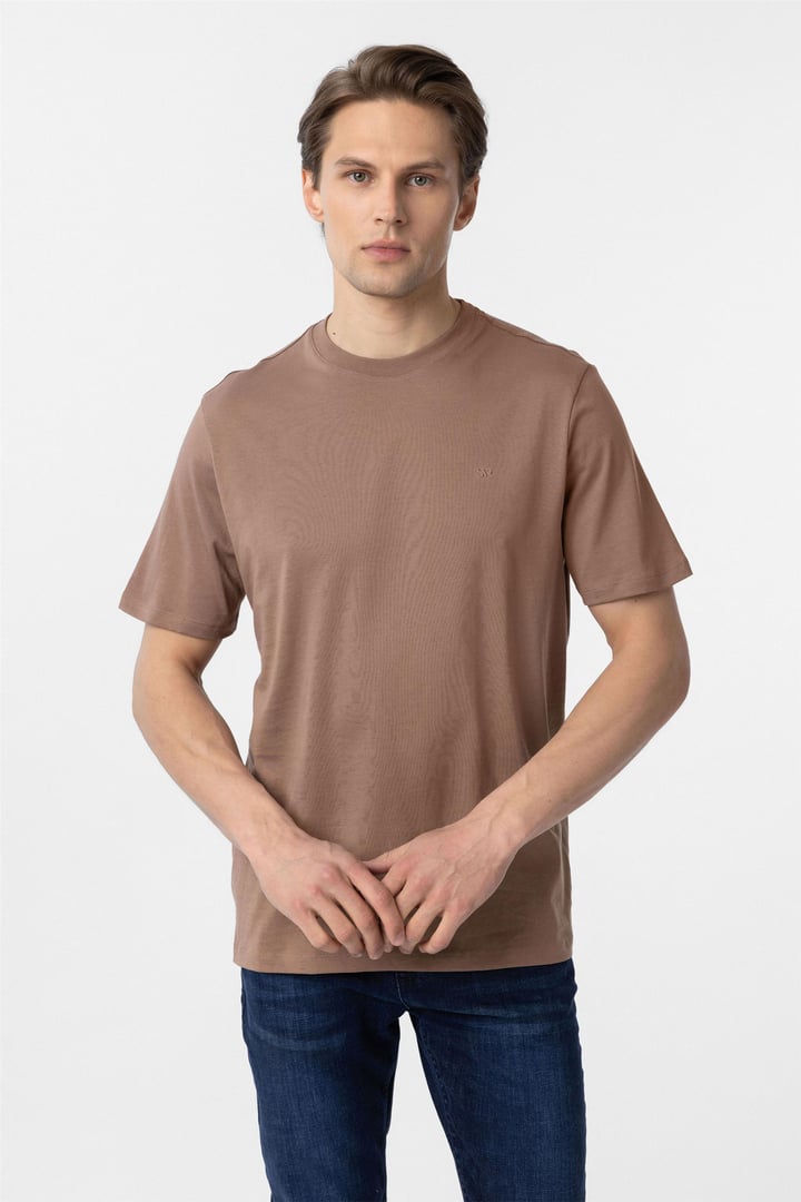 Kiremit Regular Düz Bisiklet Yaka Tişört