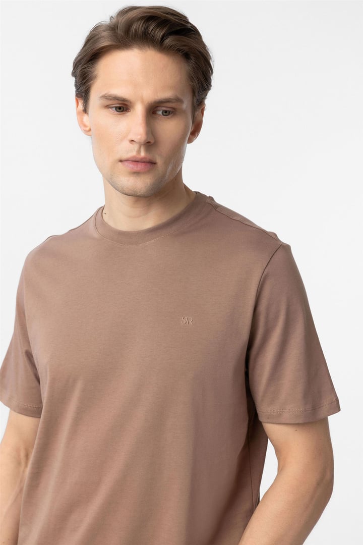 Kiremit Regular Düz Bisiklet Yaka Tişört