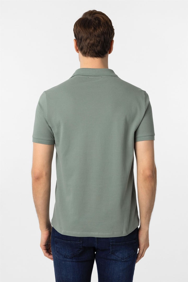 Su Yeşili Slim Fit Düz Polo Yaka Tişört