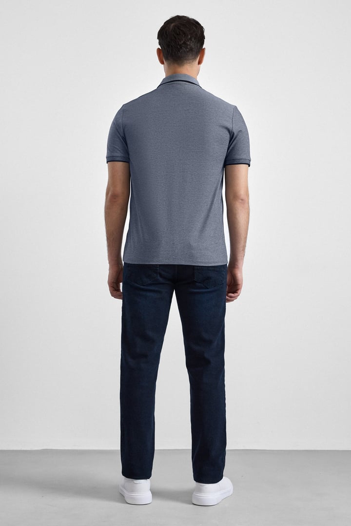 Antrasit Regular Düz Baskısız Pike Düğmeli Polo Yaka Nefes Alabilen Tişört