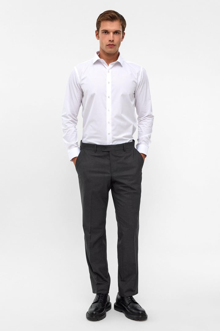 Antrasit Regular Düz Pantolon