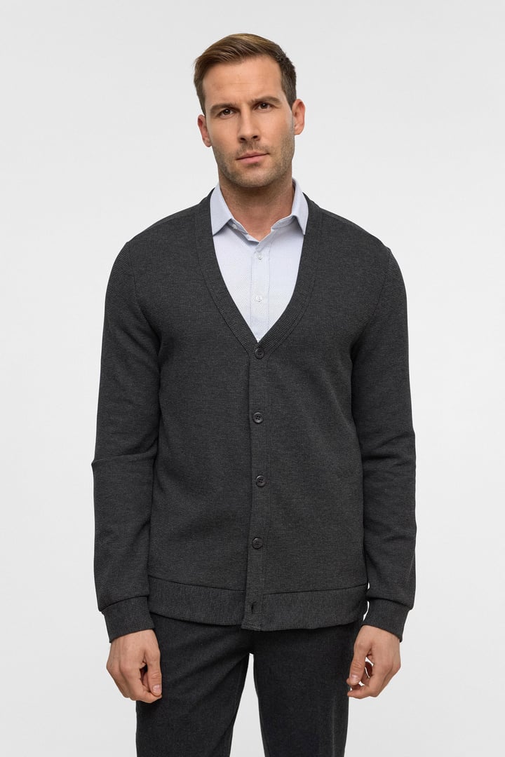 Antrasit Regular Düz V Yaka Hırka