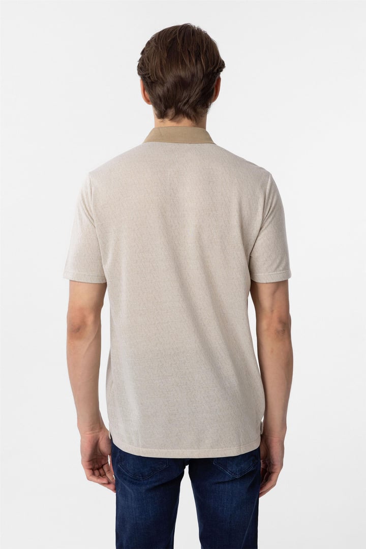 Bej Regular Armürlü Polo Yaka Tişört