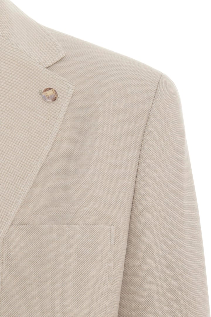 Bej Regular Desenli Mono Yaka 6 Drop Ceket