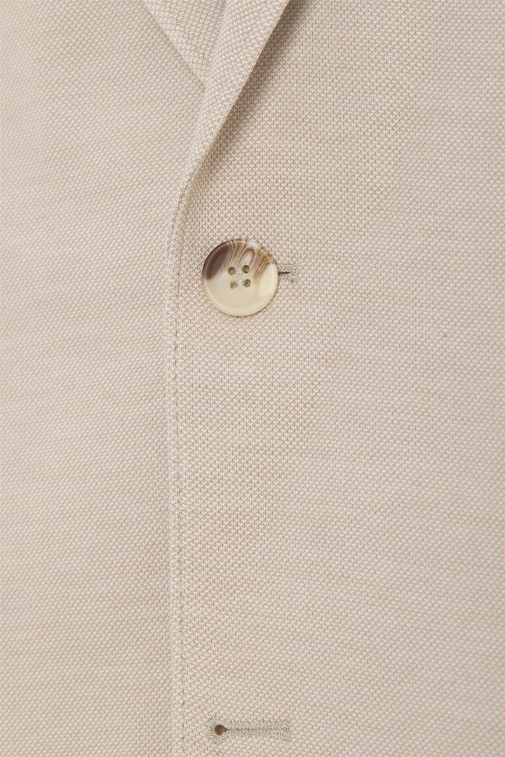 Bej Regular Desenli Mono Yaka 6 Drop Ceket