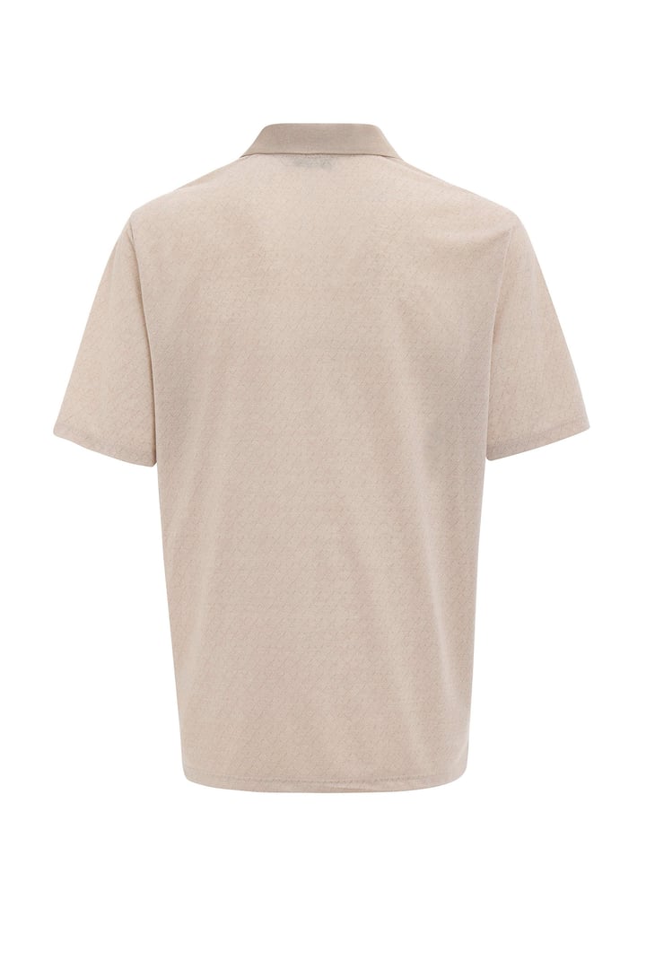 Bej Regular Desenli Polo Yaka Tişört