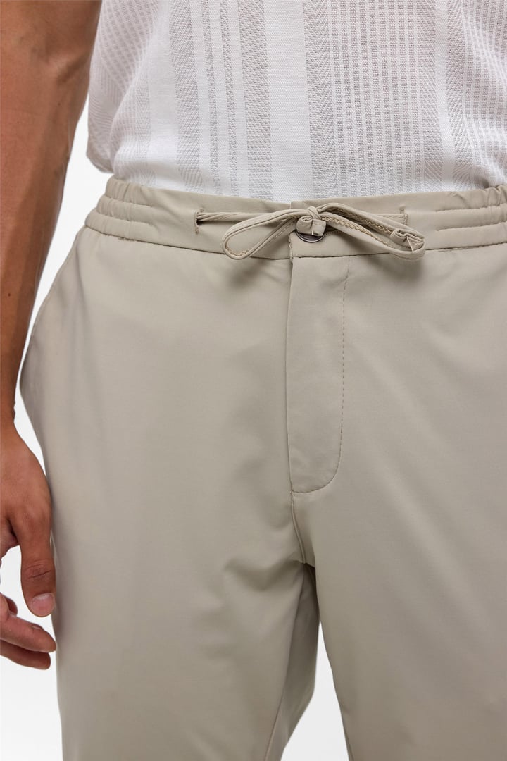 Bej Slim Armürlü Jogger Pantolon