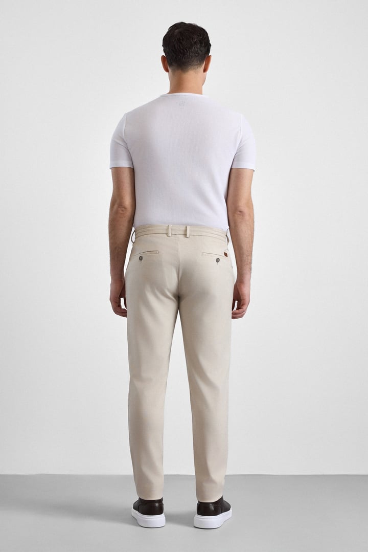 Bej Slim Düz Jogger Pantolon