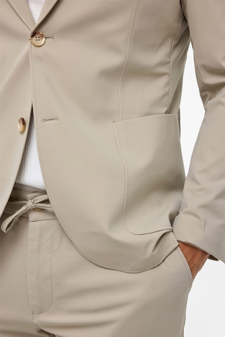 Bej Slim Düz Mono Yaka 6 Drop Spor Takım Elbise