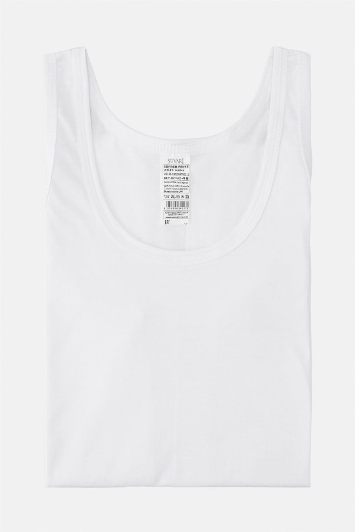 Beyaz Regular Düz Atlet