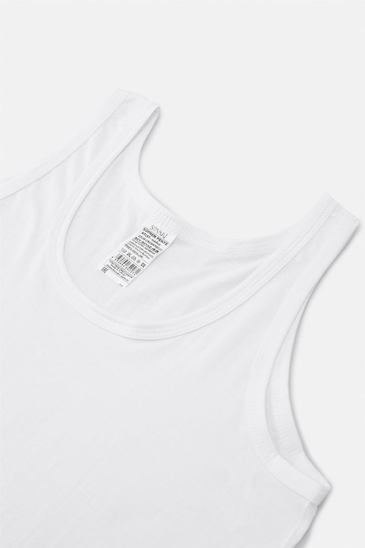 Beyaz Regular Düz Atlet