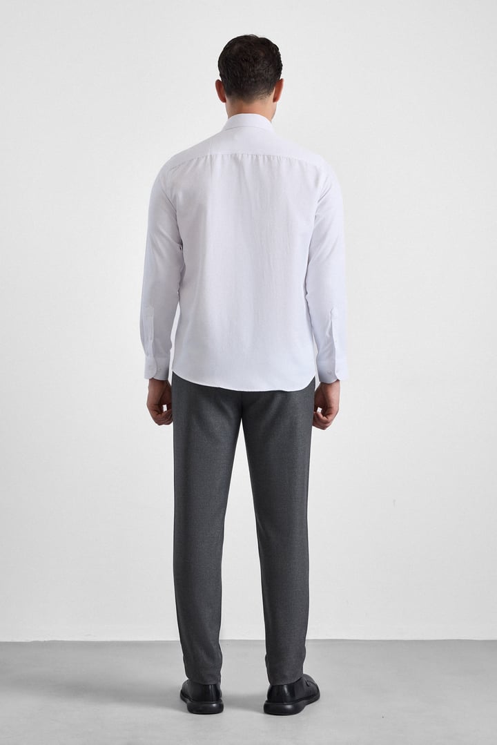 Beyaz Regular Klasik Yaka Casual Gömlek