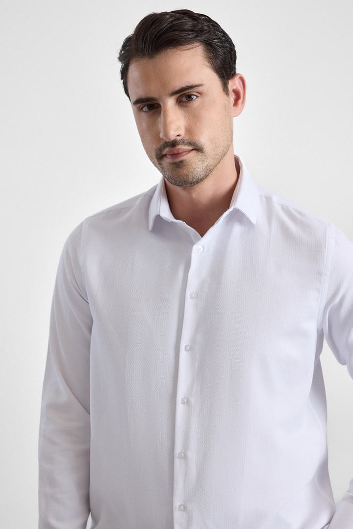 Beyaz Regular Klasik Yaka Casual Gömlek