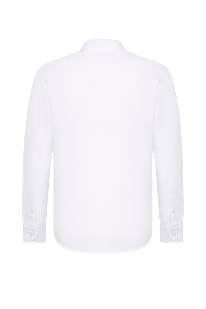 Beyaz Slim Fit Düz Klasik Yaka Gömlek