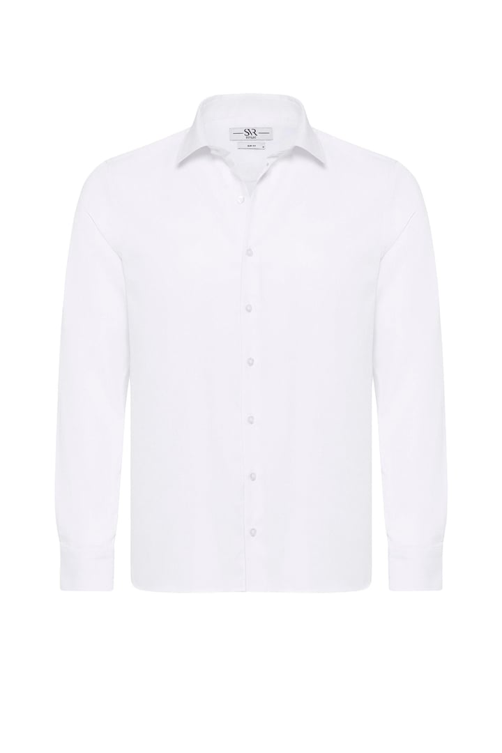 Beyaz Slim Fit Düz Klasik Yaka Gömlek