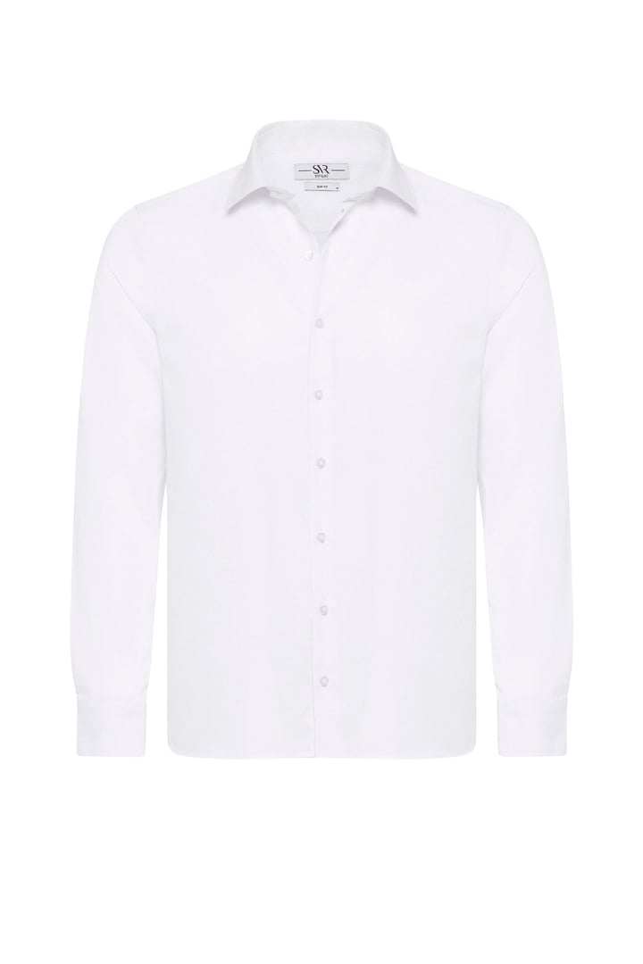 Beyaz Slim Fit Düz Klasik Yaka Gömlek