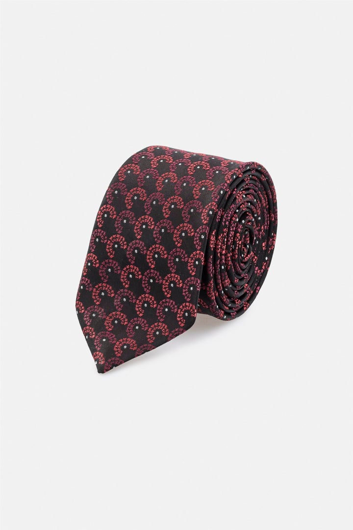 Bordo Baskılı Kravat