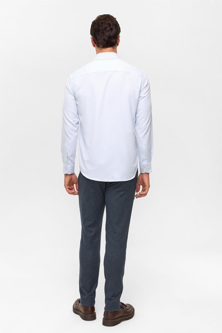 Buz Mavi Regular Desenli Klasik Yaka Gömlek