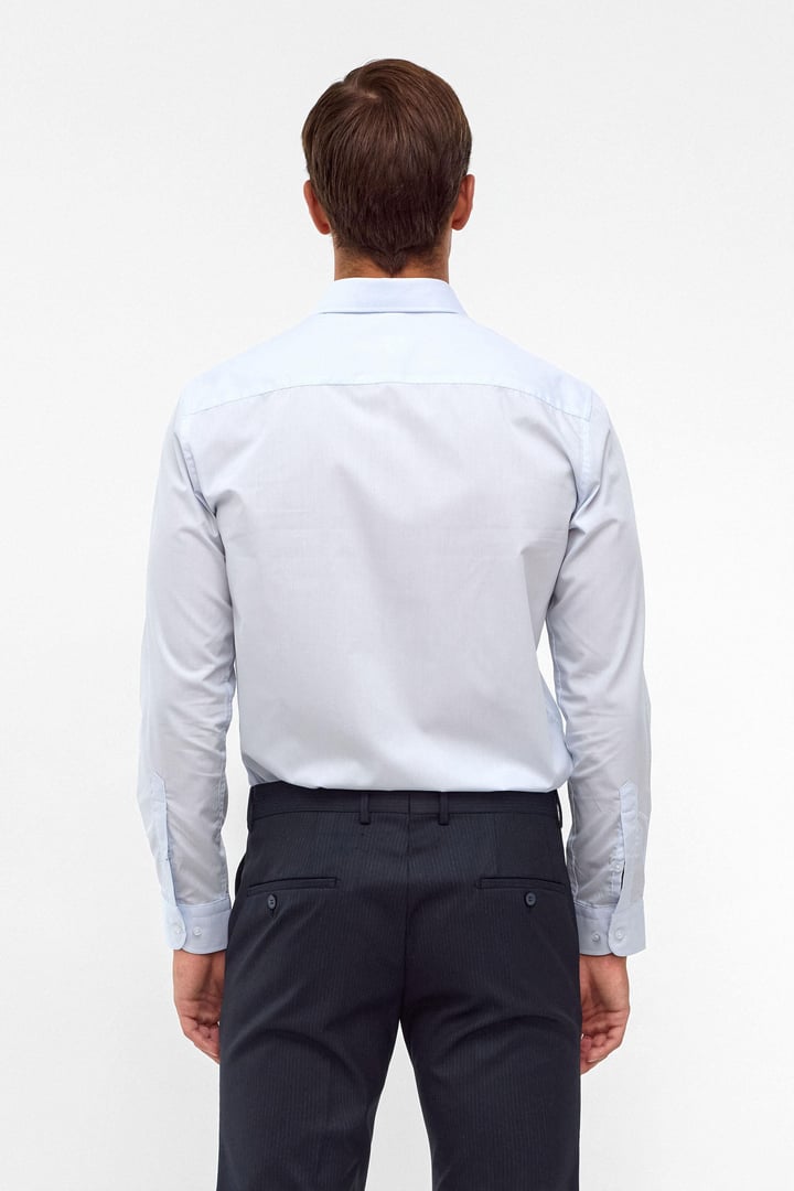 Buz Mavi Slim Fit Düz Klasik Yaka Gömlek