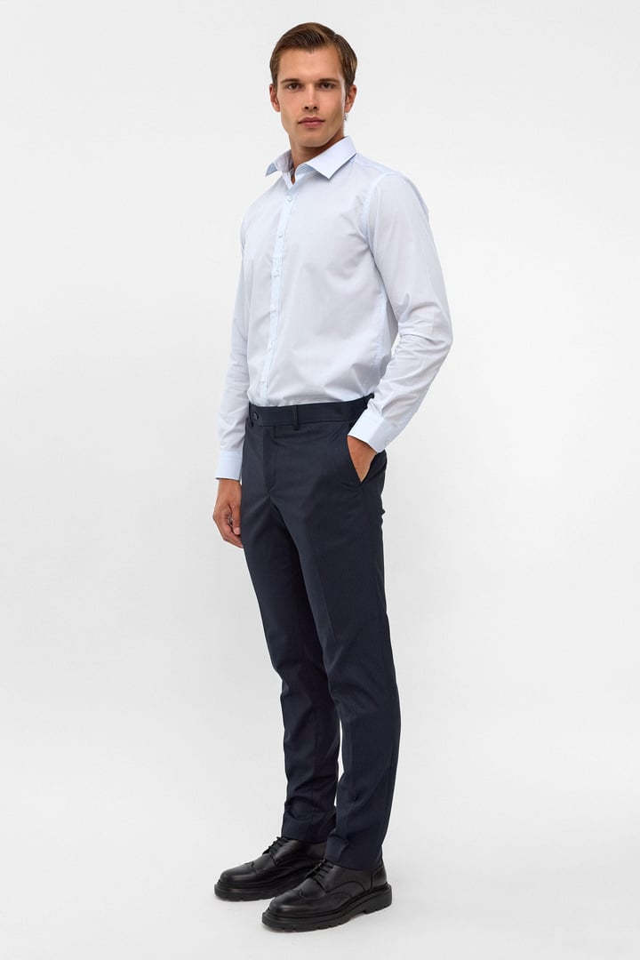 Buz Mavi Slim Fit Düz Klasik Yaka Gömlek