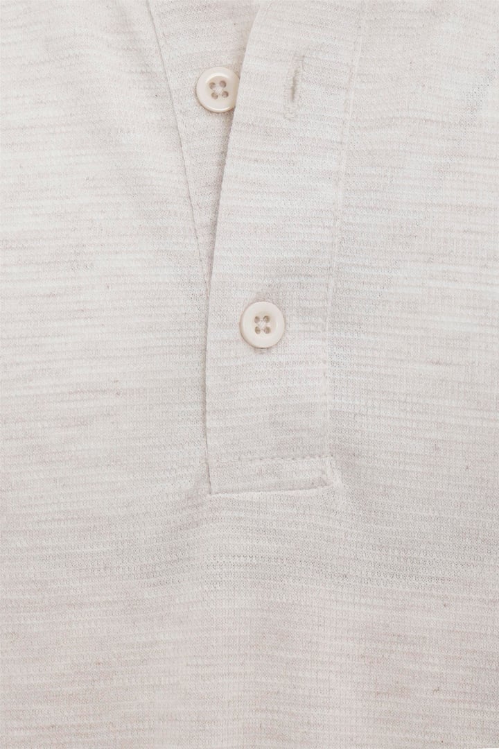 Ekru Regular Armürlü Polo Yaka Tişört